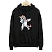 Price comparison product image Komise Women Girls Long Sleeve Hooded Unicorn Print Hoodies Sweatshirt Pullover Tops (S, Black)