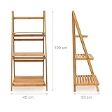 Relaxdays Leiterregal Bambus H x B x T: 100 x 45 x 33 cm Badregal mit 3 praktischen Ablageflächen auch als Standregal und Küchenregal zu verwenden zum Auf- und Zuklappen für Bad und Wohnraum, natur - 4