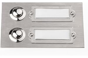 HUBER Podtynkowy Przycisk Dzwonka, Podwójny, Ze Stali Nierdzewnej, Do Drzwi Z Tabliczką Na Nazwisko, Podtynkowy I Z Mosiądzu - Dzwonek Do Drzwi Wejściowych