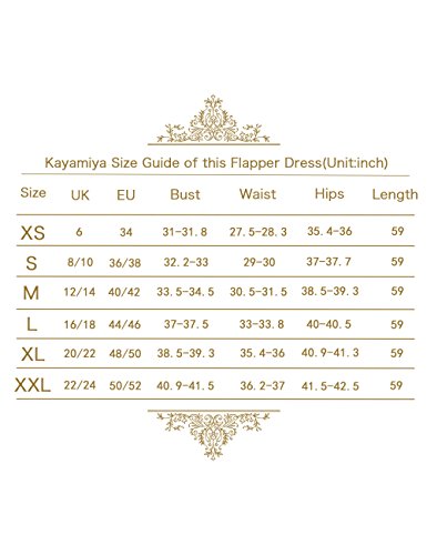 Kayamiya Damen 1920er Jahre Perlen Pailletten Floral Maxi Lange Gatsby Flapper Abendkleid 44-46 Blau - 6