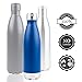 Produktbild Vakuumisolierte Matt Blau Trinkflasche Ohne Logos & BPA Freie & 110% Garantie, 24 Std Kühlen 12 Std Warmhalten, 500 ml (0,5L) mit Leakproof Deckel, Doppelwandige Isolierte Wasserflasche aus Edelstahl