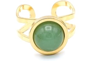 Miracles Minéraux | Bague réglable en acier inoxydable et pierre naturelle