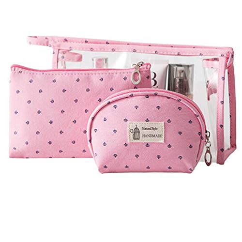 Veriya Lot de 3 Trousses de Maquillage Transparentes pour Voyage, Trousse de Toilette pour Filles, Femmes, Voyages, Usage Quotidien