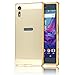 Produktbild Sony Xperia XZ Hülle,Sunroyal Ultra-dünne Metallgehäuse Hybride Alurahmen Rückwandplatine Schutzhülle,Luxus Gold Metal Frame Aluminium Metal Bumper Gehärtetem Glas Back Cover Stoßfest Kratzfeste Handy Schutzhülle Tasche Case für Sony Xperia XZ-Gold