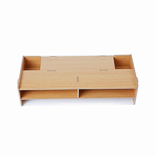 AZLife Holz Monitor Ständer DIY Verbindung Bildschirmerhöher Schreibtischregal für Laptops, Drucker oder Monitor, iMac, LCD TV Geräte,Schreibtisch Organizer mit Zusätzlicher Stauraum - 2