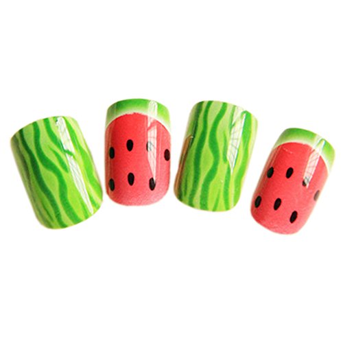 24 Pcs Stylish and Charming Pre-designed False Nails Art for Girls, Watermelon