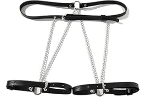 GENERIC Damen Punk Leder Körperkette Sexy Einstellbare Taillenkette Schwarz Bein Strumpfband Gürtel Gothic Schelling Kette Körperzubehör für Frauen