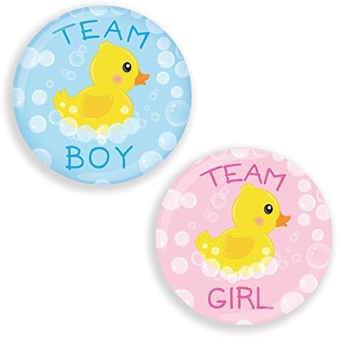 Gender reveal baby shower 20 Pin Badges LOVELY BUBBLY 59mm diameter