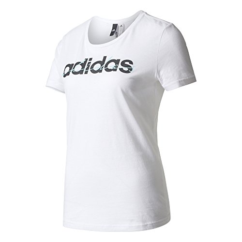 adidas Damen Special Linear T-Shirt, Weiß, Large adidas Damen Special Linear T-Shirt, Weiß, Large