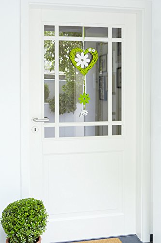 Heitmann Deco 63757 Rattan-Herz mit Zierb. und Holz-Blume, Rattan, gruen/Weiss, 50 x 20 x 4.5 cm - 2