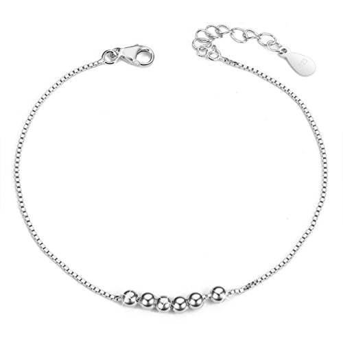 Sweetiee Bracciale da Donna 925 Argento con Perle Piccole, Argento, 160mm