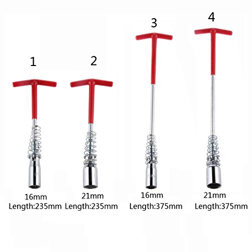 T-Griff Zündkerzenschlüssel, 16mm / 21mm Länge Auswählbar, verlängert od. normale Länge – Rot, 16mm, verlängert - 7