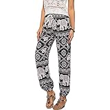 Damen Haremshose mit gesmoktem Bund Blumenmuster Elefantendruck Funky locker-luftig sitzende Hose Elastisch im Knöchelbereich Hoher Bund Verschluss: elastisch Viskose Harem Pflegehinweis: Handwäsche wird empfohlen.Damen Hosen Chino Einfarbig Sommerhose Pumphose Haremshose Aladinhose Pluderhose Baggy Harem Stil Strandhose mit Gürtel Damen Stretch Hose | Skinny Jegging | Slim Fit | Chunkyrayan