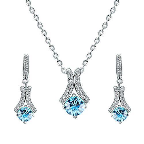 Yellow Chimes Crystals from Swarovski Vivacious Blue Crystal Pendant Set for Women and Girls