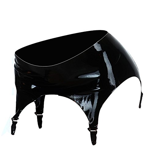 Preisvergleich Produktbild EXLATEX Schwarze Latex Gummi Strumpfhalter Strumpfg¨¹rtel mit Clips Fetisch