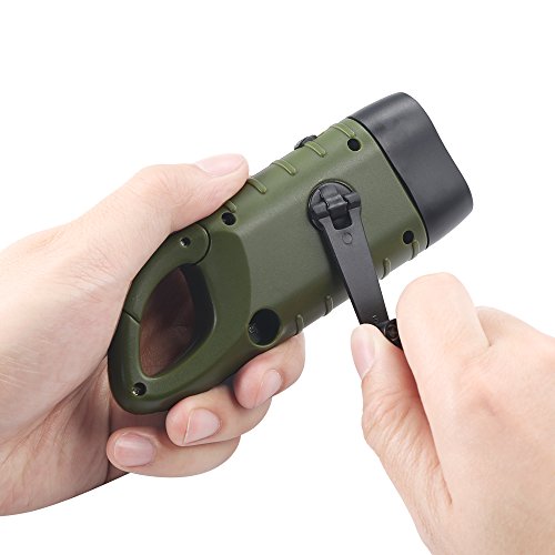Simpeak LED Taschenlampe Handkurbel Solar Dynamo Karabiner Energie wiederaufladbare Taschenlampe für Camping Klettern Wandern - 6