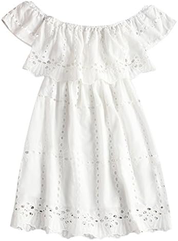 Elegant Summer Sexy Dresses White Evening Dresses Off Shoulder Short Sleeve Short Women's Floral Printed Dress with Cable