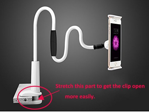 MyArmor verstellbarer Schwanenhalshalter für iPad / Tablets, flexibel mit mit Klemme, 360 Grad drehbar, passend fürs Bett, Tisch, für Apple iPhone 6 / iPad Mini 3 / iPad Air 2 / Galaxy Tab 4 10.1 / Galaxy Tab A 9.7/8.0 und für andere Geräte mit Bildschirmen der Größe 10,2-25,7 cm (Schwarz & Weiß) - 7
