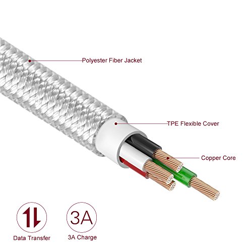 Mbuynow Type-C Chargeur USB C  ble Magn  tique 3A Nylon Tress   de donn   charge rapide pour Samsung Galaxy S8   S8 Plus  nouveau MacBook Pro  Google Pixel et autres Appareils Type C  Argent 