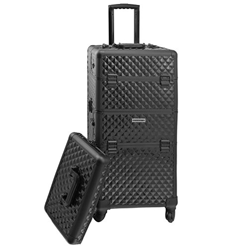 Preisvergleich Produktbild anndora 4 Rad Salon MakeUp Trolley Pilotenkoffer Beauty Case komplett schwarz