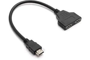 FongYeueWY HDMI Cable Splitter 1 in 2 Out Cable Adapter 1080p HDMI Male to Dual Female 1 to 2 Way HDMI Splitter Adapter Cable for HDTV HD, LED,LCD,DVD,Plug and Play