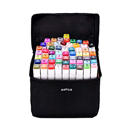 Yosoo Marker Stift Set Doppelspitze Textmarker in verschiedenen Farben für Zeichnen und Malen (Anime, 60 Farben)