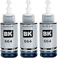 664 Black Refill Ink for Epson L130, L360, L380, L361, L565, L210, L220, L310, L350, L355, L365, L385, L405, L455, L485 Printers (Pack of 3)