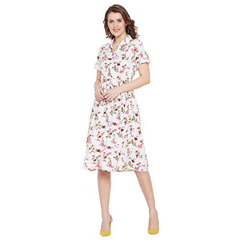 Peplum Gather Detail Floral A-line White Womens Dress RS.499 (80.00% Off) - Amazon Peplum Gather Detail Floral A-line White Womens Dress RS.499 (80.00% Off) - Amazon