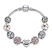 Produktbild XIANNU Damen Armband,Silber 925 Crystal Four Leaf Clover Armband Mit Klaren Swarovski Perlen Armband Armreif Für Frauen DIY Schmuck Rosa Blüten, 18 cm