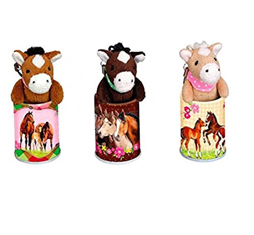 Pferde-Anhänger im Döschen PFERDEFREUNDE 1 Stück nach Zufall inkl Metall Dose