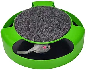 Foodie Puppies Interactive Catch The Mouse Cat Scratcher Toy with a Running Mice and a Scratching Pad for Cats & Kittens (Color May Vary)