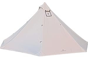Longeek Tente de Camping 2-4 Personnes Imperméable avec Trou Poêle à Bois 4 Saisons Tipi