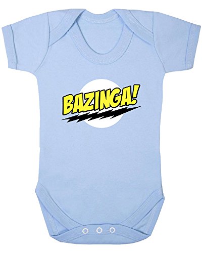 Bazinga! The Big Bang Theory Baby Vest. (3-6 months, Light Blue Vest)