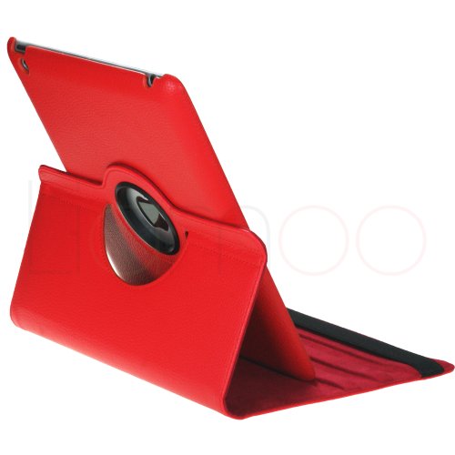 ChannelExpert Rot Swivel Ledertasche Lederbeutel Hülle case Cover Schutzhülle Schutzcover Halterung für APPLE iPad 2/New iPad