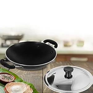 Blueberry's??Prime Heavy Nonstick Appachatty Appam Pan Pot Maker with Stainless Steel Lid 3mm Thickness,200mm Dia,German Technology Coating [GREBLON]