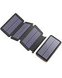 X-DRAGON Chargeur Solaire Powerbank 25000mAh Détachable Batterie Externe avec 4 Panneaux Solaires Lumière LED pour iPhone, iPad, Samsung Galaxy, Huawei, Smartphones, Xiaomi, Camping