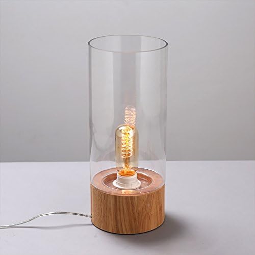 Desk Lamp LOFT E27 Retro Creative Glass Cover Solid Wood Table Lamp Bed Table Bed Table Bedroom Personality Decorative Table Lamp