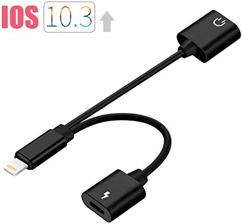 iPhone 7 Adapter,( Support iOS 10.3 and later) iPhone 7 Splitter, Lightning to Dual Lightning Cable, Lightning Headphone Audio &amp; Charge Adapter, Supprot Phone Call ,Music control and Charge Hiija