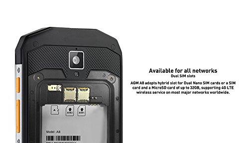 AGM A8 - Android 7.0 IP68 impermeable al aire libre Smartphone 5.0 pulgadas Gorilla Glass pantalla 3GB RAM 32GB ROM 13MP cámara 4050mAh Batería GPS NFC doble SIM - AGM