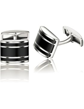 Herren Manschettenknöpfe Cufflinks Edelstahl Manschettenknopf Schwarz 1 Paar