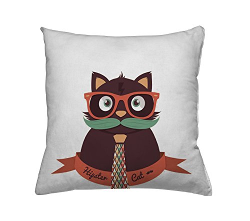 Zierkissen Dekokissen 45x45 cm mit Füllung "Hipster Cat" - doppelseitiger Druck!