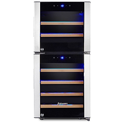 Kalamera KRC-33DZF Design Weinkühlschrank für bis zu 33 Flaschen (bis zu 310 mm Höhe),zwei Temperaturzonen ,5-18°C,(100 Liter, LED Bedienoberfläche, 2 Kühlzonen, Edelstahl) - 2