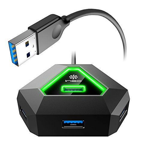 ineo Gaming 4 Port USB 3.0 Hub with Breathing LED & for Macbook Pro, iMac, PC [THC10]