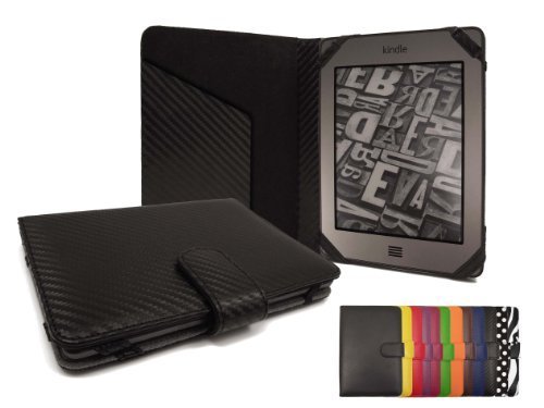 G-HUB® - Amazon KINDLE TOUCH & KINDLE PAPERWHITE Schutzhülle / Fall / Tasche / Hülle / Folio / Tablethülle in SCHWARZ KOHLENSTOFFFASER STIL - Passend für Amazon Kindle Touch & ALLEN Modellen der Kindle Paperwhite (inkl. gesetzl. Original 2012 Modell / Neu 2013 Version auch)