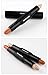 Fashion Base Double-ended Long-lasting Concealer Shimmer Bronzer And Highlighter Powder Stick Pen Highlighter For Face Contour Makeup (03#)