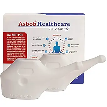 Asbob breathe clean daily nasal wash for jala Neti, jala neti pot for cold allergy relief and nose cleaning - Pack of (4)