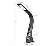 WILIT® U2 5W edle und moderne LED Schreibtischlampe in Lederoptik mit integriertem Wecker, Kalender, Uhrzeit und Temperaturanzeige, in 3 Helligkeitsstufen verstellbar, schwarz - 8