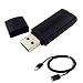 Produktbild ANT+ Dongle USB-Stick-Adapter mit USB 2.0-Stecker-auf-Buchse-Verlängerung. Geflochtenes Nylonkabel, 1m lang. RC400 Schwarz/Schwarz