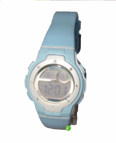 Sinar Armbanduhr - Jugenduhr digital - blau mit Kristallen