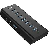 AUKEY USB 3.0 Hub 7 Datenports SuperSpeed 5Gbps mit 30W Netzadapter und USB 3.0 Kabel 3.3ft / 1m USB Hub für Windows XP / Vista / 7 / 8 / 10, Mac OS, Linux